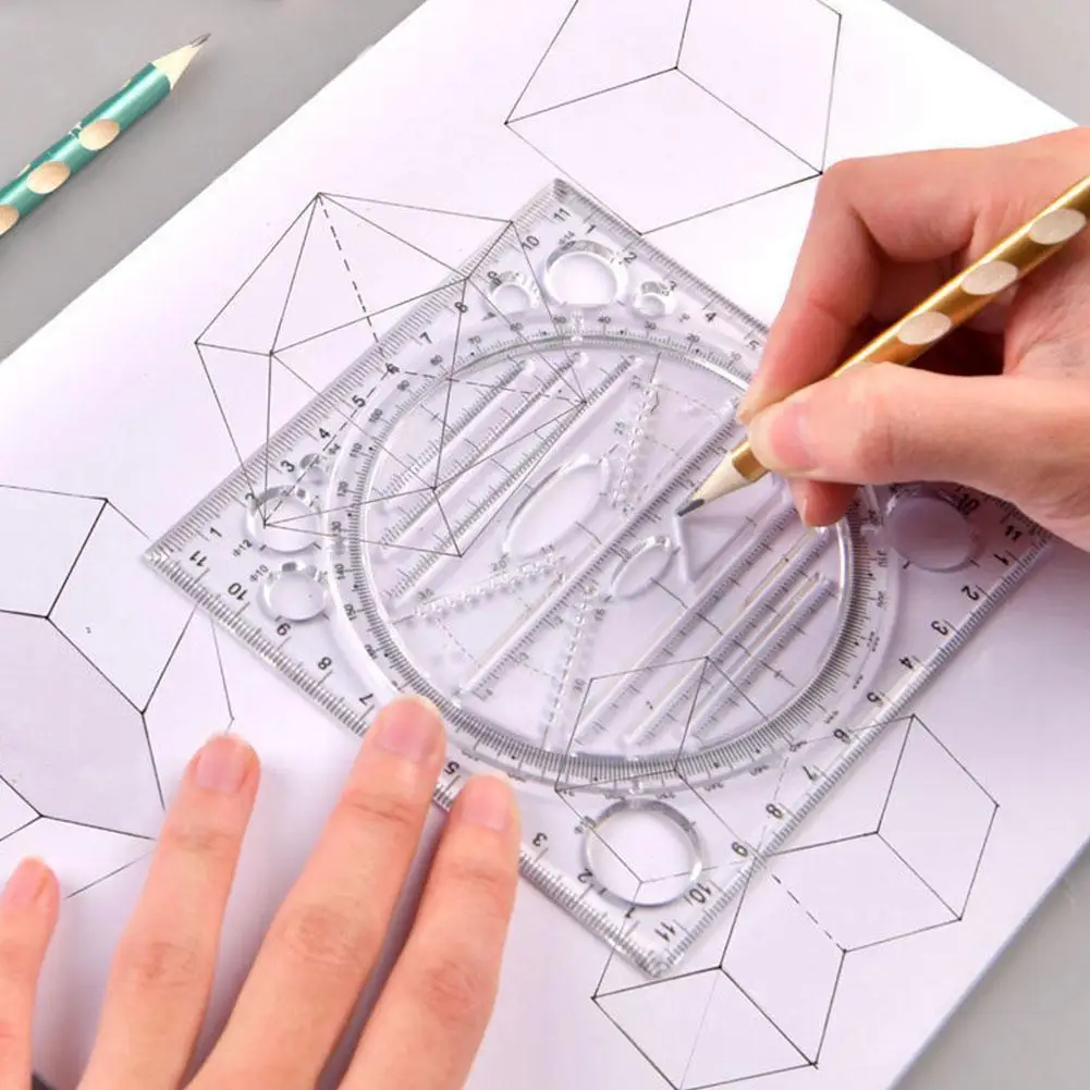 

Ruler Drawing Ruler Rotatable Student Ruler Drawing Hand Measuring Protractor Template Mathematical Design Account Geometry C4q0