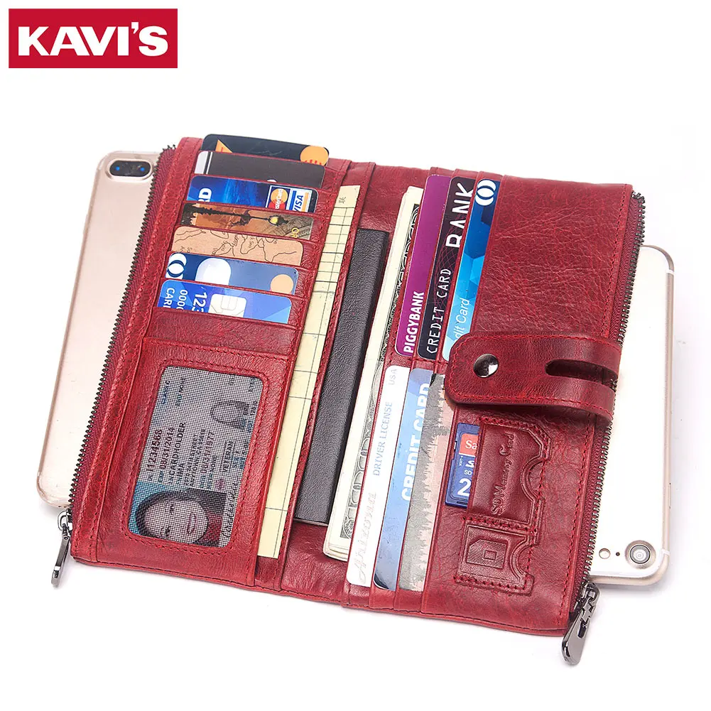 KAVIS Женский Кошелек Из Натуральной Кожи С Блокировкой RFID Многофункциональный