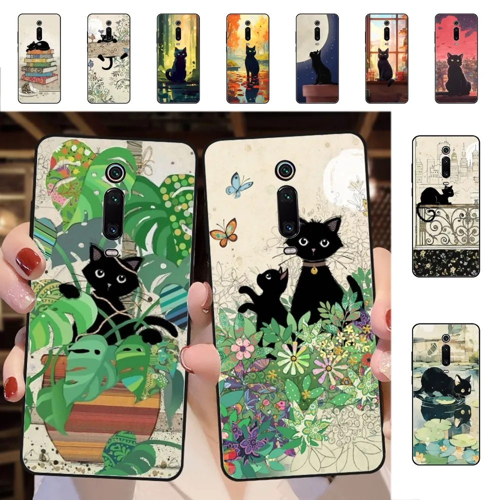 

Black Cat Phone Case For Redmi 5 6 7 8 9 10 plus pro 6 7 8 9 A GO K20 K30 K40 pro plus F3 Fundas