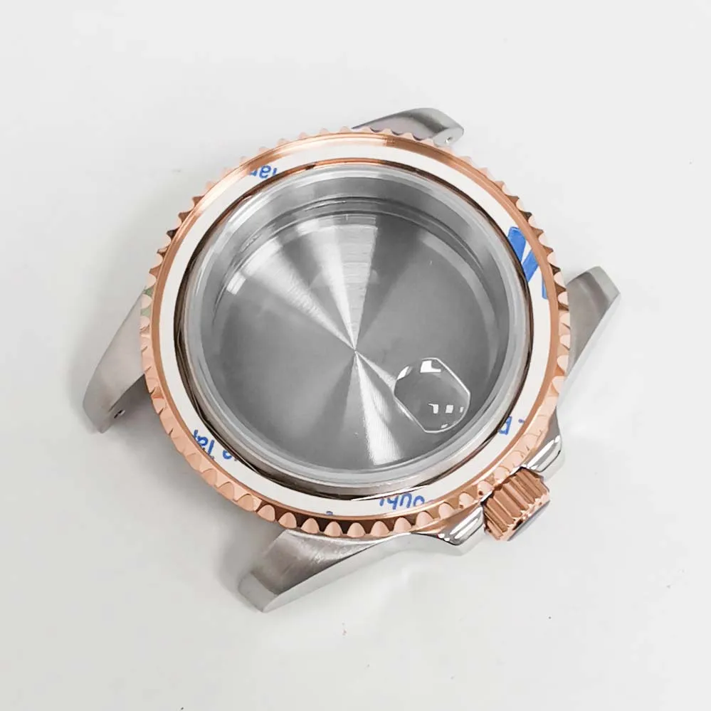 PVD Rose Fine Steel Watch Case+5-baht 40mm Watch Case Sapphire Magnifying Glass with Dense Bottom for NH35 NH36