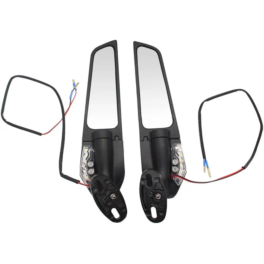 

1 Pair Motorcycle Mirrors Modified Wind Wing Adjustable Rotating Rearview Mirror With Lights Compatible For Honda Ducati