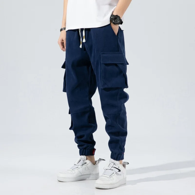 

Spring and Autumn Casual Pants Men's Simplicity Slim Fit Skinny Men's Overalls Fashion Trendy Drawstring Exercise Ankle-Tied Tro