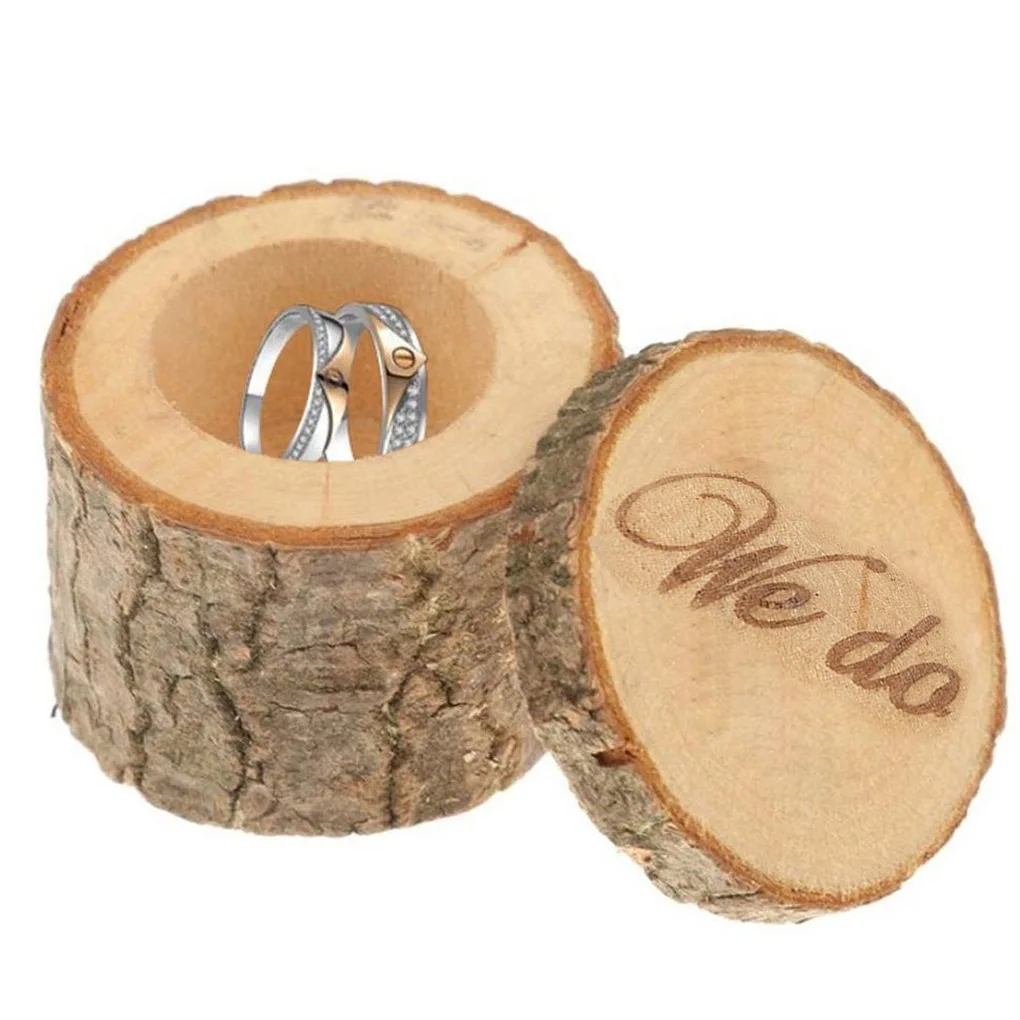 

Proposal Wedding Ring Box Wood Engagement Ring Holder Wooden Necklaces Jewelry Valentine's Day Gift Case