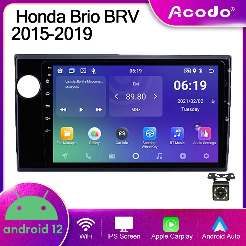 

Acodo 9''Android12 Carplay Headunit For Honda Brio BRV 2015-2019 Stereo IPS Screen FM BT SWC Wifi Radio GPS Youtube Car Radio