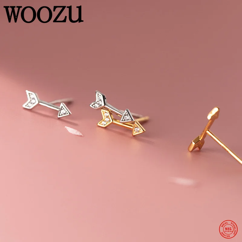 

WOOZU 925 Sterling Silver Fashion Classic Simple Zircon Arrow Stud Earrings for Women Teen Party Unique Charms Jewelry Gift 2022