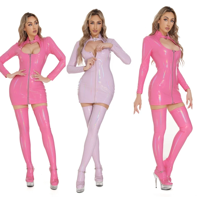 Женское платье из латекса с резиновой пряжкой