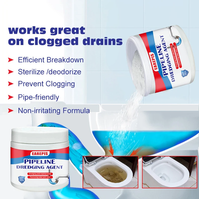 

Мощный дренажный агент для кухонных труб, 260 г, дренажный дезодорант, очиститель слива раковины в туалете, канализационные бытовые чистящие инструменты