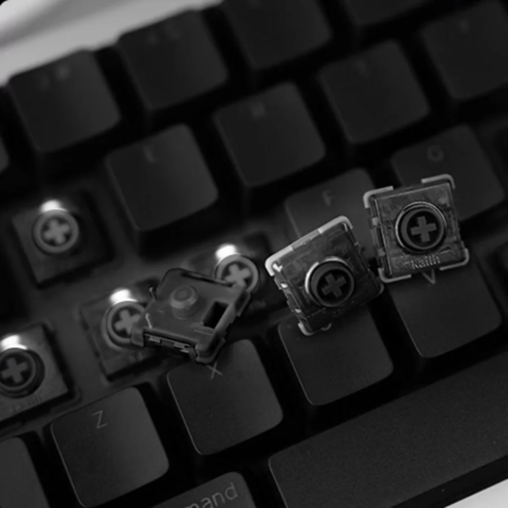 Фото Механический переключатель Kailh Black Iris Mini, 30 г, легкое нажатие, низкий уровень шума, низкопрофильный, сверхчувствительный, для механических клавиатур №5