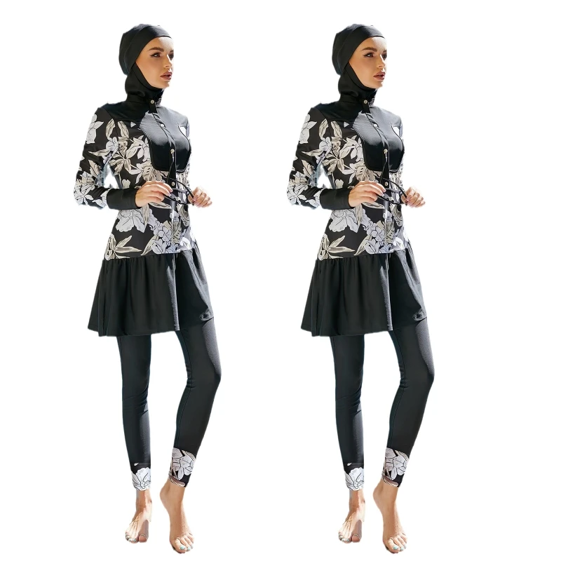 

3 Piece Muslim Swimming Bikini Suit Fashion Swimwear Women Swimsuit Long Sleeve