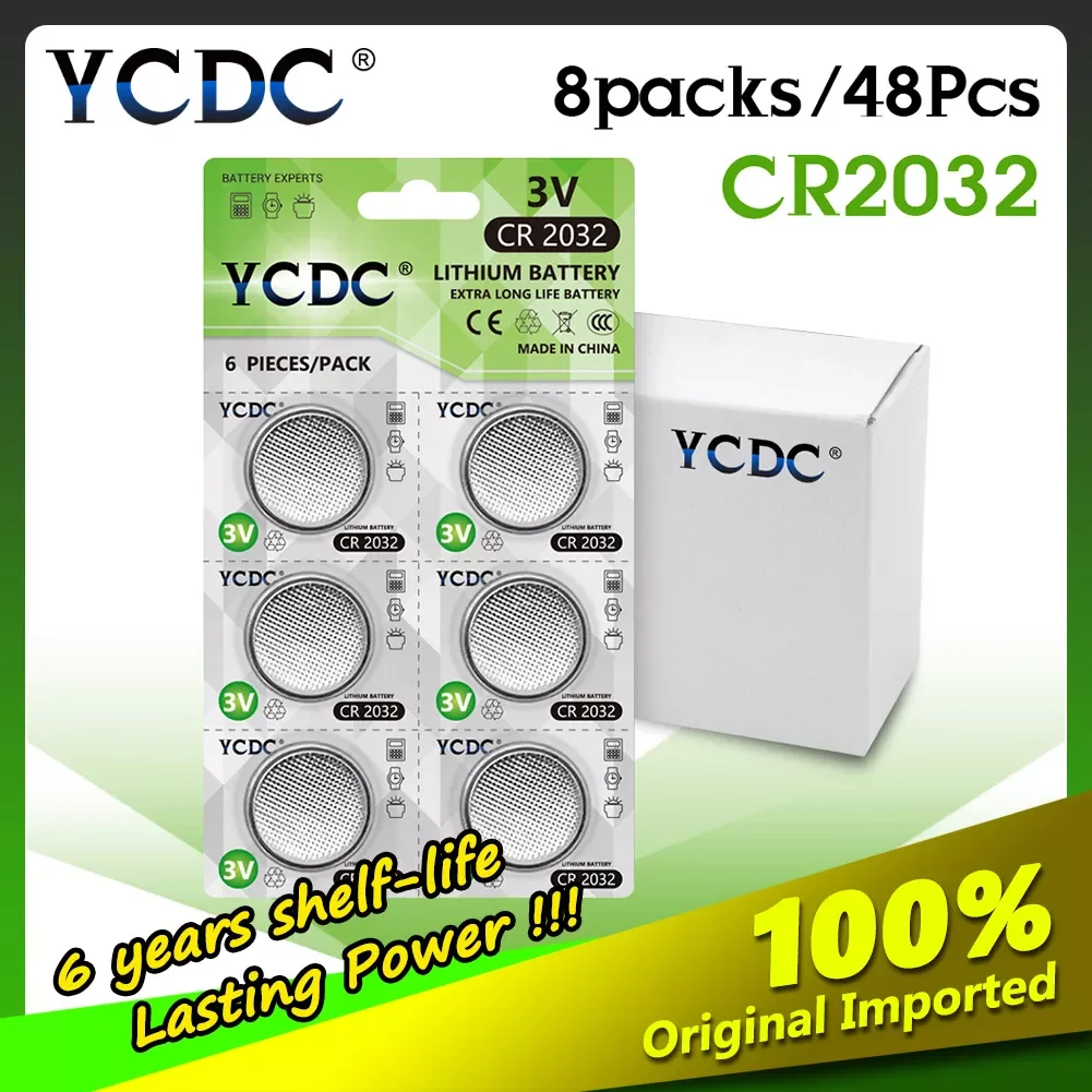 

YCDC 48pcs cr 2032 3V Lithium Coin Cells Button Battery Lithium Batteries 5004LC ECR2032 CR2032 DL2032 KCR2032 cr2032 3v
