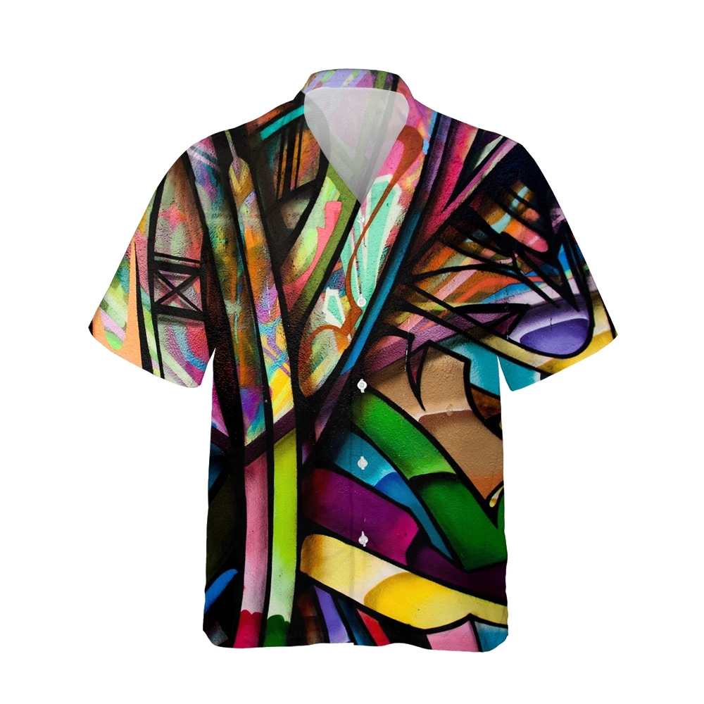 Jumeast 3d Harajuku Grunge Graffiti Printed Hawaiian Funny Shirt Men Short Sleeve Shirts Mens Fashion Casual Hip Hop Streetwear