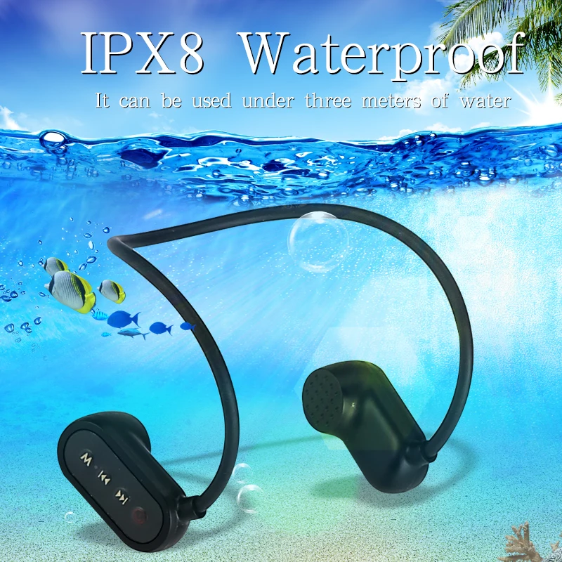 Hi-Fi MP3-плеер с костной проводимостью IPX8, водонепроницаемая Спортивная гарнитура для плавания на открытом воздухе, Bluetooth 5,0, MP3 плеер, беспроводной, задний