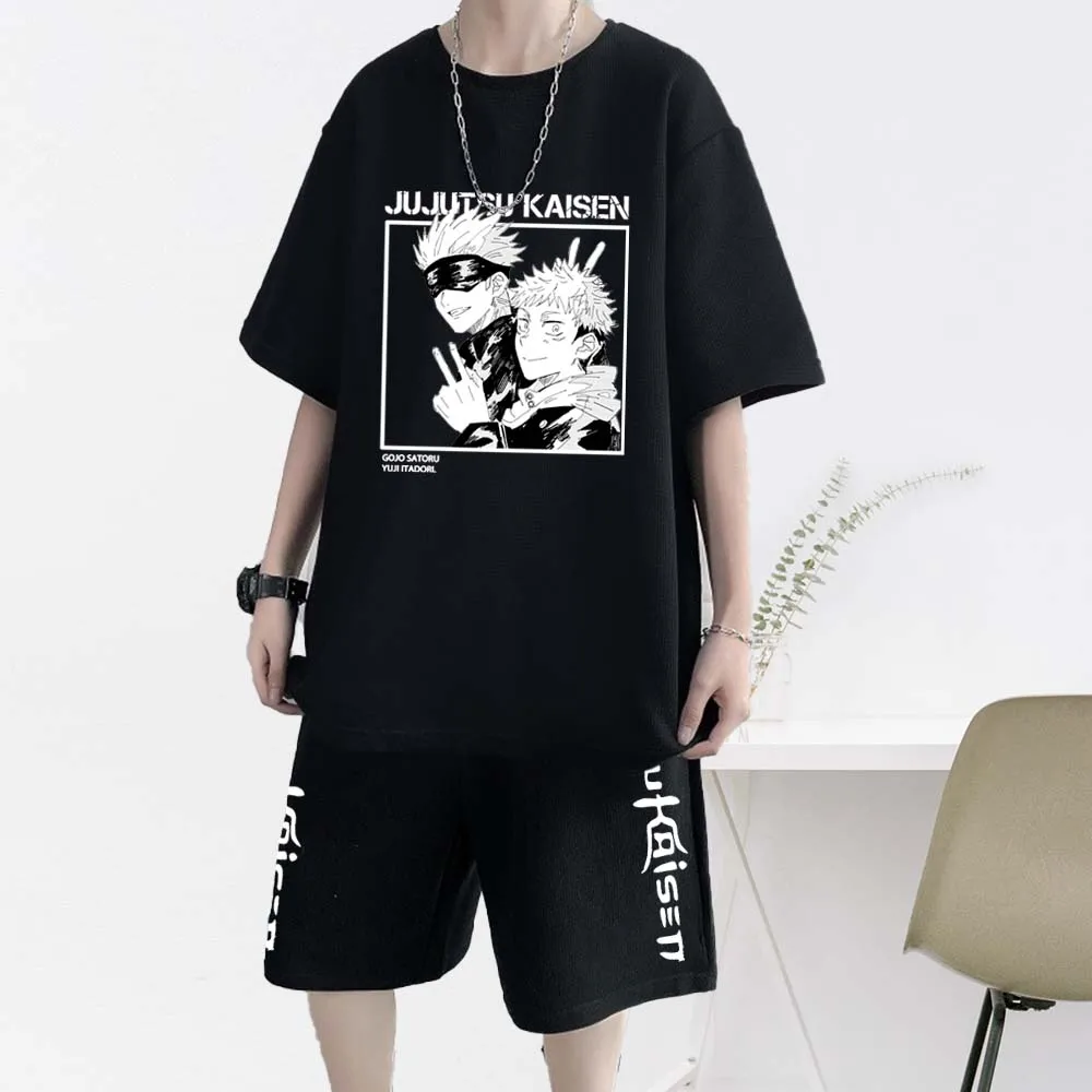 Jujutsu Kaisen T-shirt Set Casual Shorts Anime Print Tracksuit Men's Sets Men Sportswear Sweatpant Summer Fashion Trend Clothes