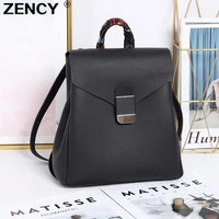 zency luxry brand new 100 genuine leather women backpacks first layer cowhide large capacity school book backpack shoulder bags