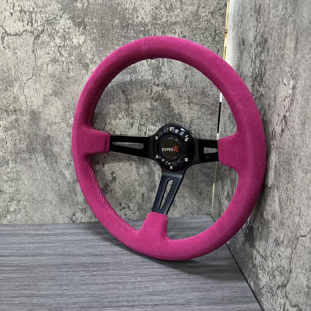 TIYPEOR Спортивное розовое рулевое колесо для гоночного автомобиля с кнопкой
