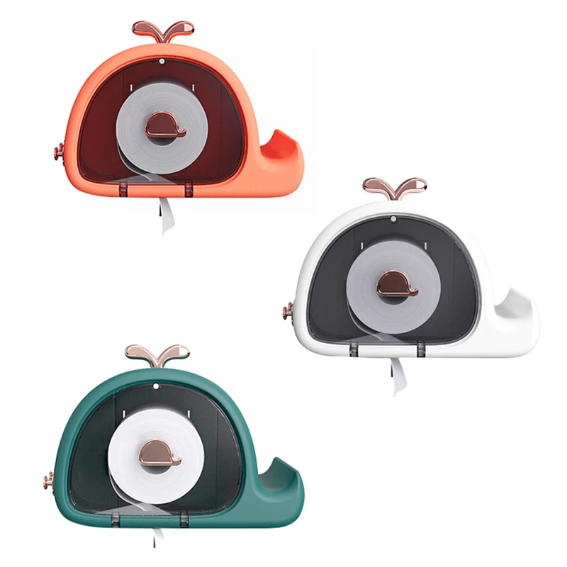 

Cute Whale Shaped Toilet Paper Dispenser Wall Hanging Paper Tissue Box Punch-free Toilet Paper Holder Easy Installation Bathroom