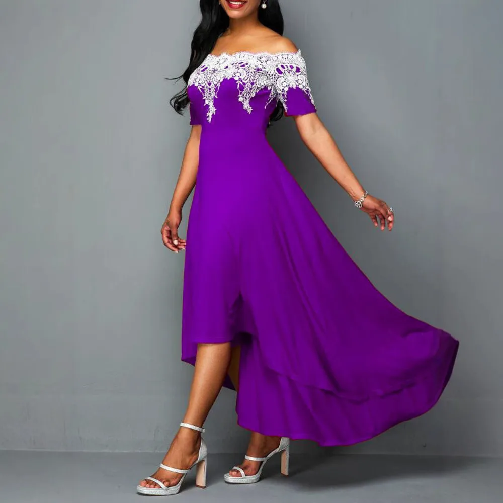 Одежда больших размеров большое кружевное лоскутное платье на одно плечо