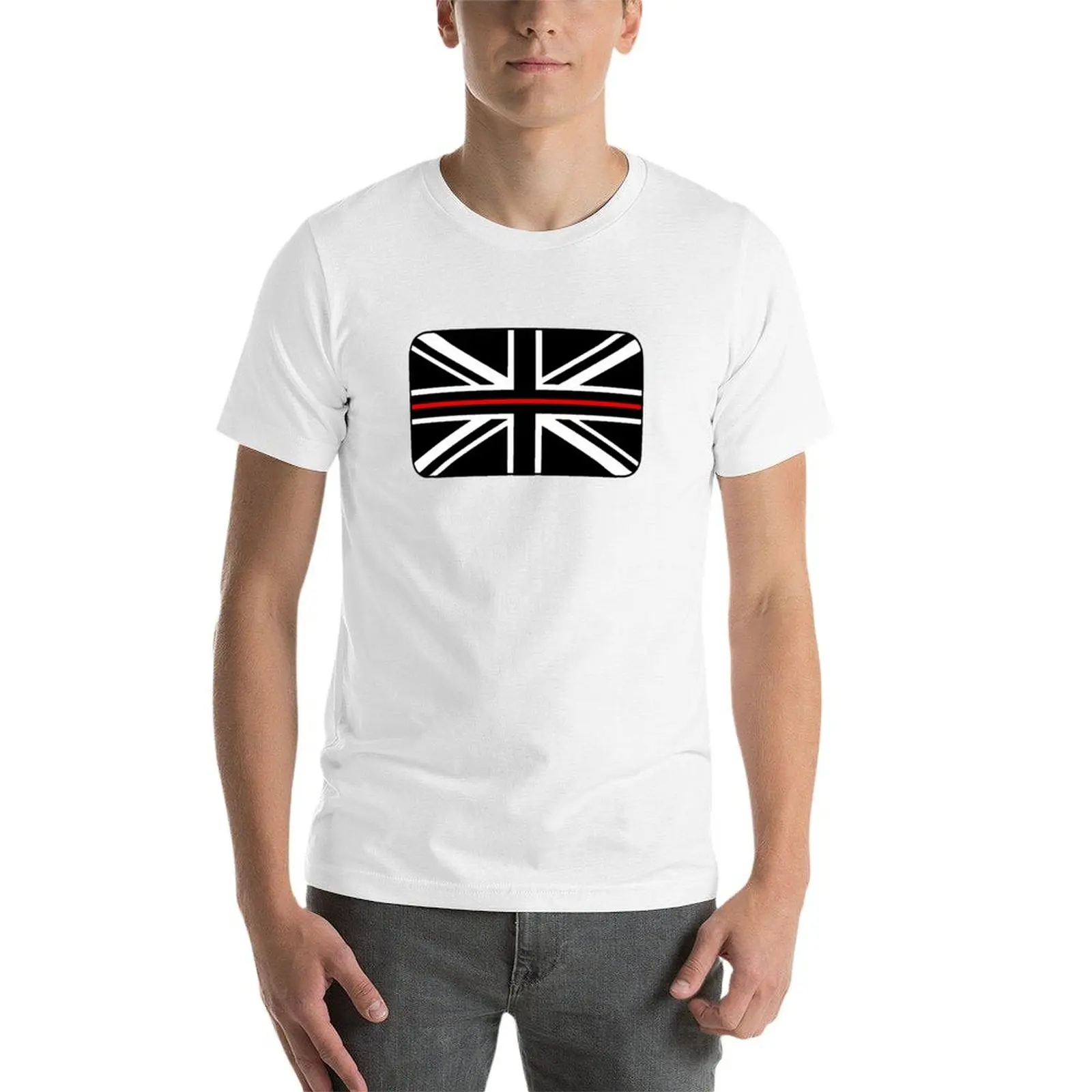 Фото Футболка с тонкой красной линией Union Jack с флагом Великобритании, одежда больших размеров, быстросохнущие футболки для мужчин, упаковка №4