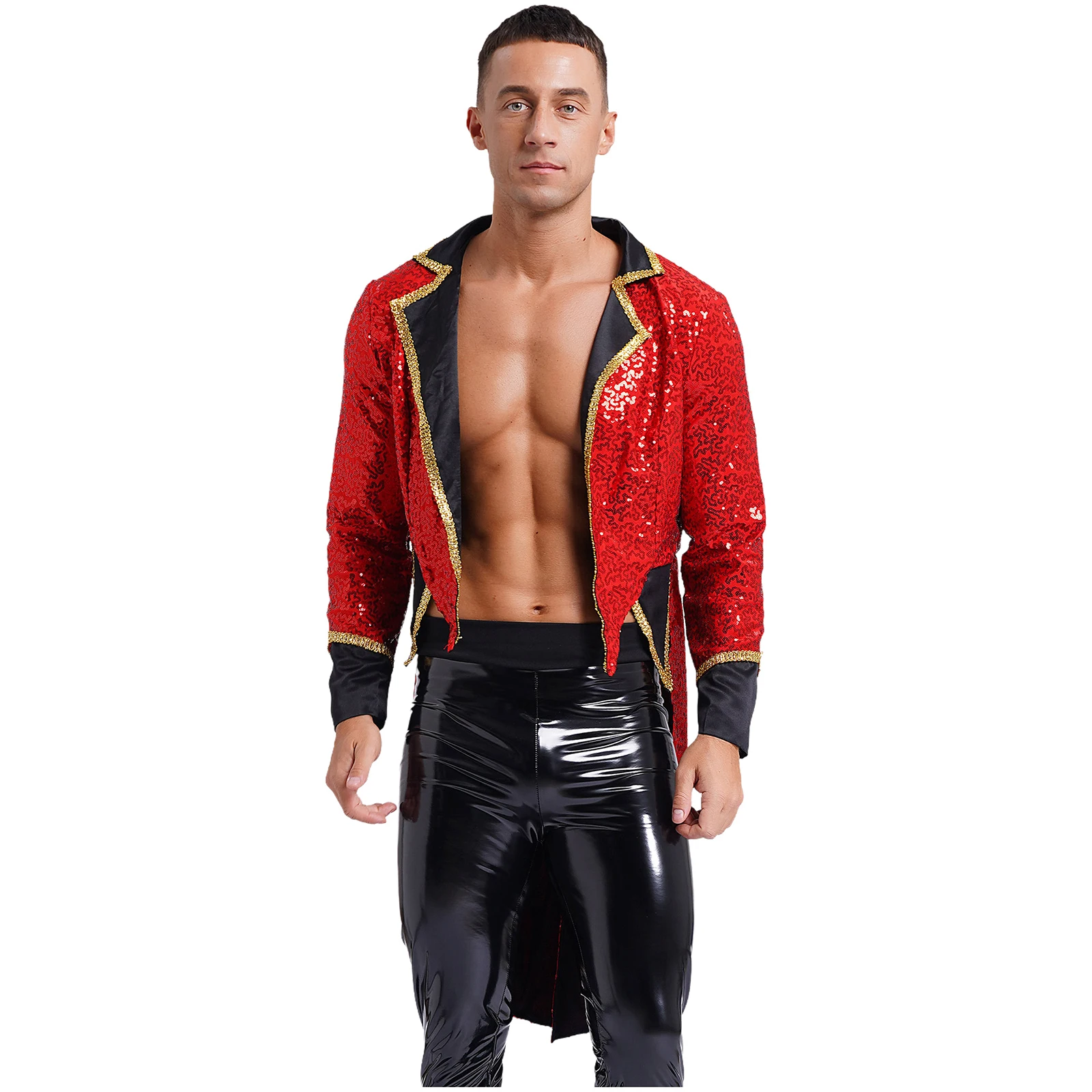 Мужской костюм для Хэллоуина блестящая верхняя одежда с длинным рукавом и