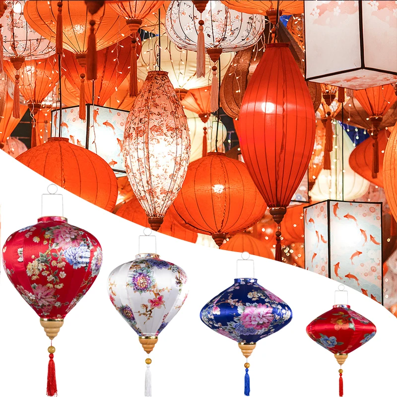

Подвесной тканевый фонарь с цветочным принтом, украшение для дома, спальни, праздника, свадьбы, вечеринки, наружного освещения, вьетнамские ...