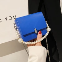 2022 simple mini box pu leather sling crossbody bag for women chain mobile phone shoulder handbag