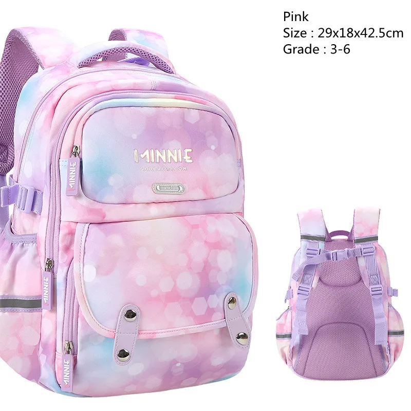 Disney New Minnie School Bags For Girls Grade 3-6 Primary Student Fashion Shoulder Orthopedic Backpack Large Capacity Mochila