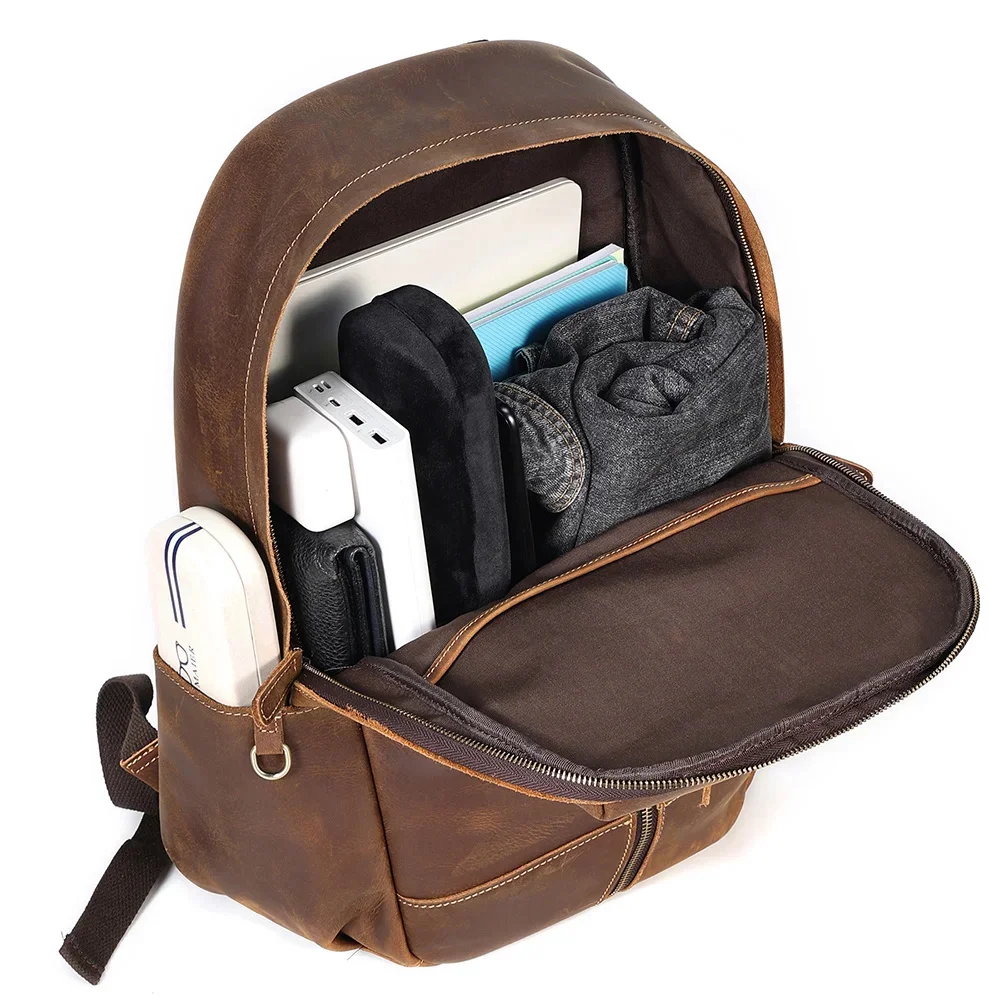 Вместительный рюкзак из натуральной кожи для мужчин школьный ранец ноутбука 15 6