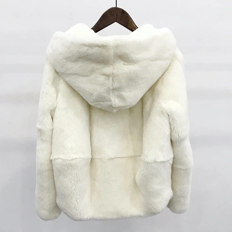 2022 full fur natural real rex fur coat women's winter clothing short hoodie long-sleeved jacket outerwear oversize coat