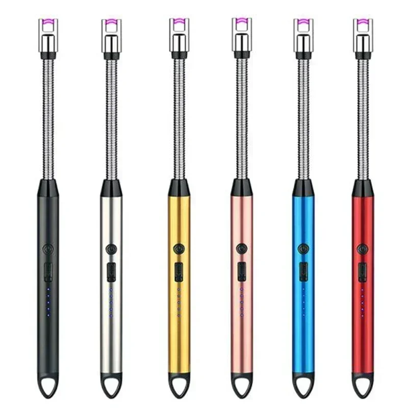 Фото Уличная кухонная зажигалка, перезаряжаемая от USB, портативная электронная зажигалка, предохранительный замок, экологически чистая для свечей, газовых плит №5