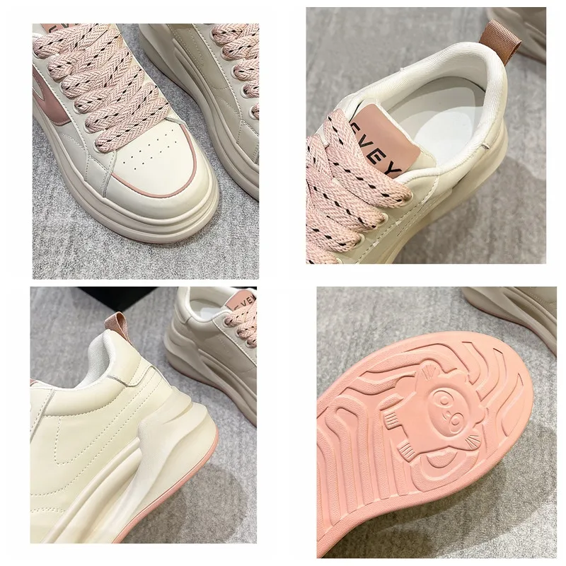 Autuspin Women Sneakers Fashion Casual Lace-Up Sports Shoes Spring Autumn Genuine Leather Flats Platforms Wedges Shoes Woman