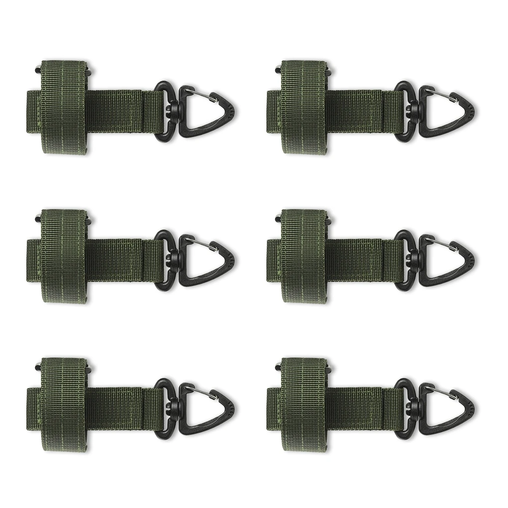 

Pack of 6 Belt Hook Clip Outdoor Hiking Hanger Key Chain Multifunctional Trekking Fishing Bag Webbing Storage Buckle Black