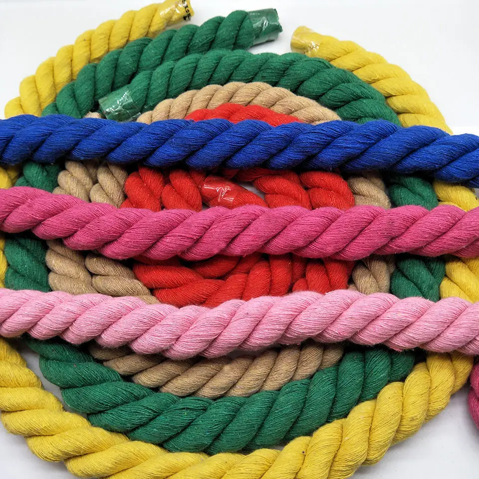 

1Meter 20mm 100% Cotton Rope 3 Strands Twisted Decorative Cords Thick Colored Rope For Crafts Bags Drawstring DIY Accessories