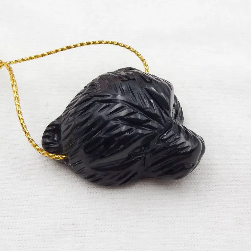 Натуральный камень Обсидиан Резной Медведь голова кулон бисер 35x34x17 мм 22 г