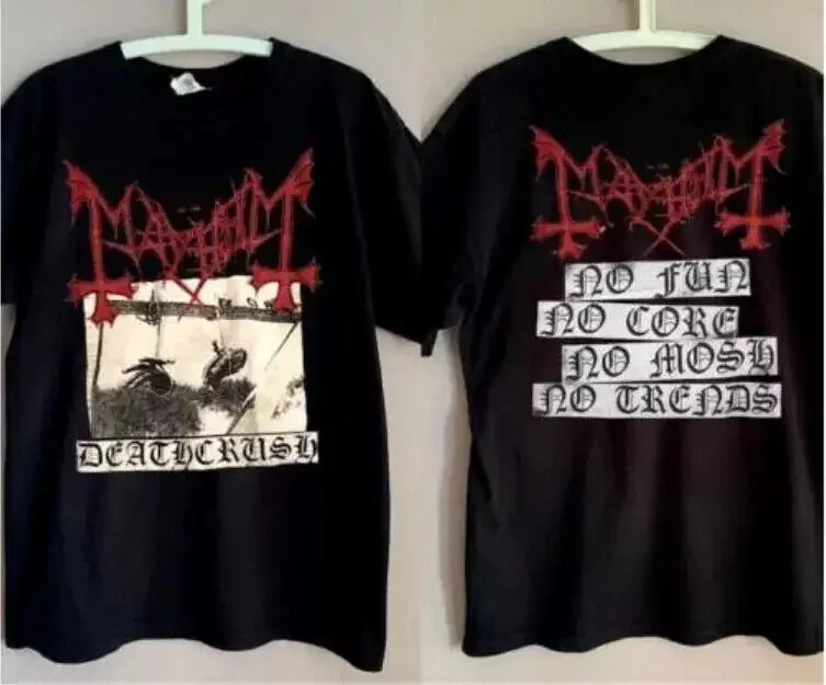 Футболка Mayhem Deathcrush Black Metal Band 90-х двусторонняя унисекс - черная рубашка