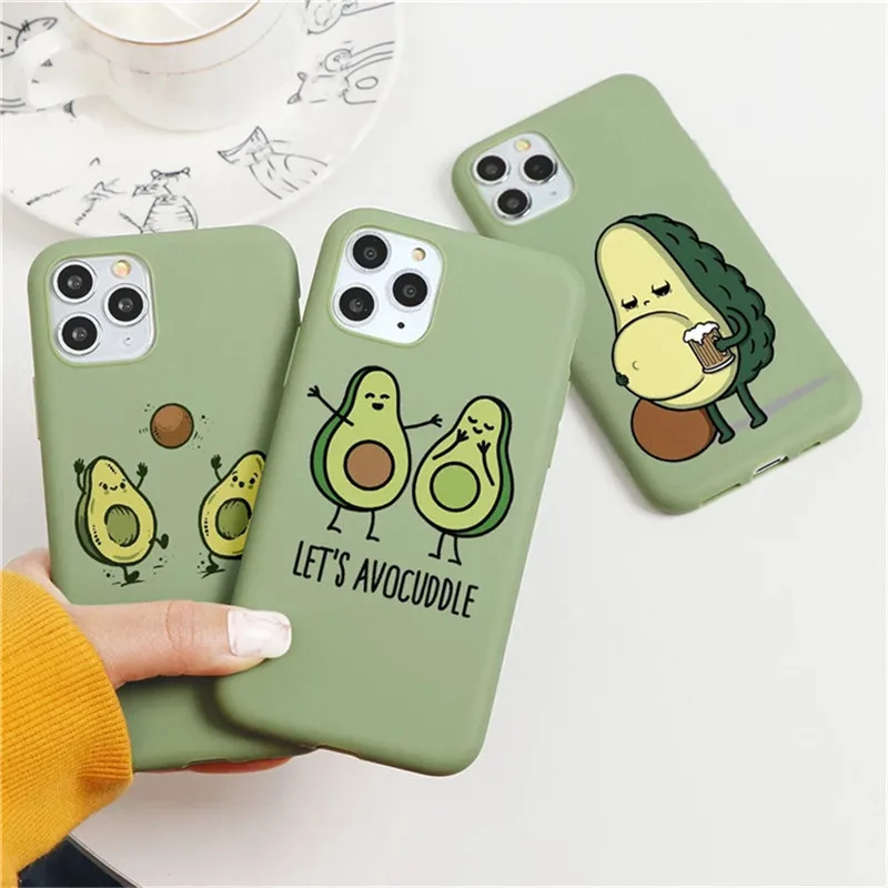 

moskado Avocado Yoga Funny Pattern Case For iPhone 11 Pro Max 12 13 Mini X XS Max XR 7 8 Plus SE 2020 TPU Silicone Cover Coque