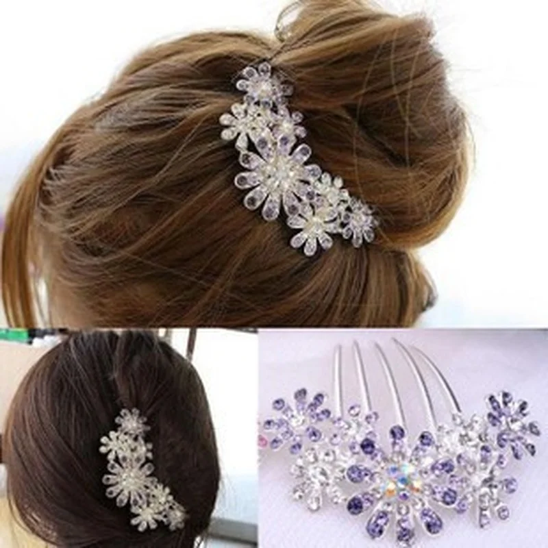 

Boutique Crystal Rhinestone Petal Comb Flower Pin Hair Clip Claws Hairdressing Hairpins Stylist Headwear Hair Accessories