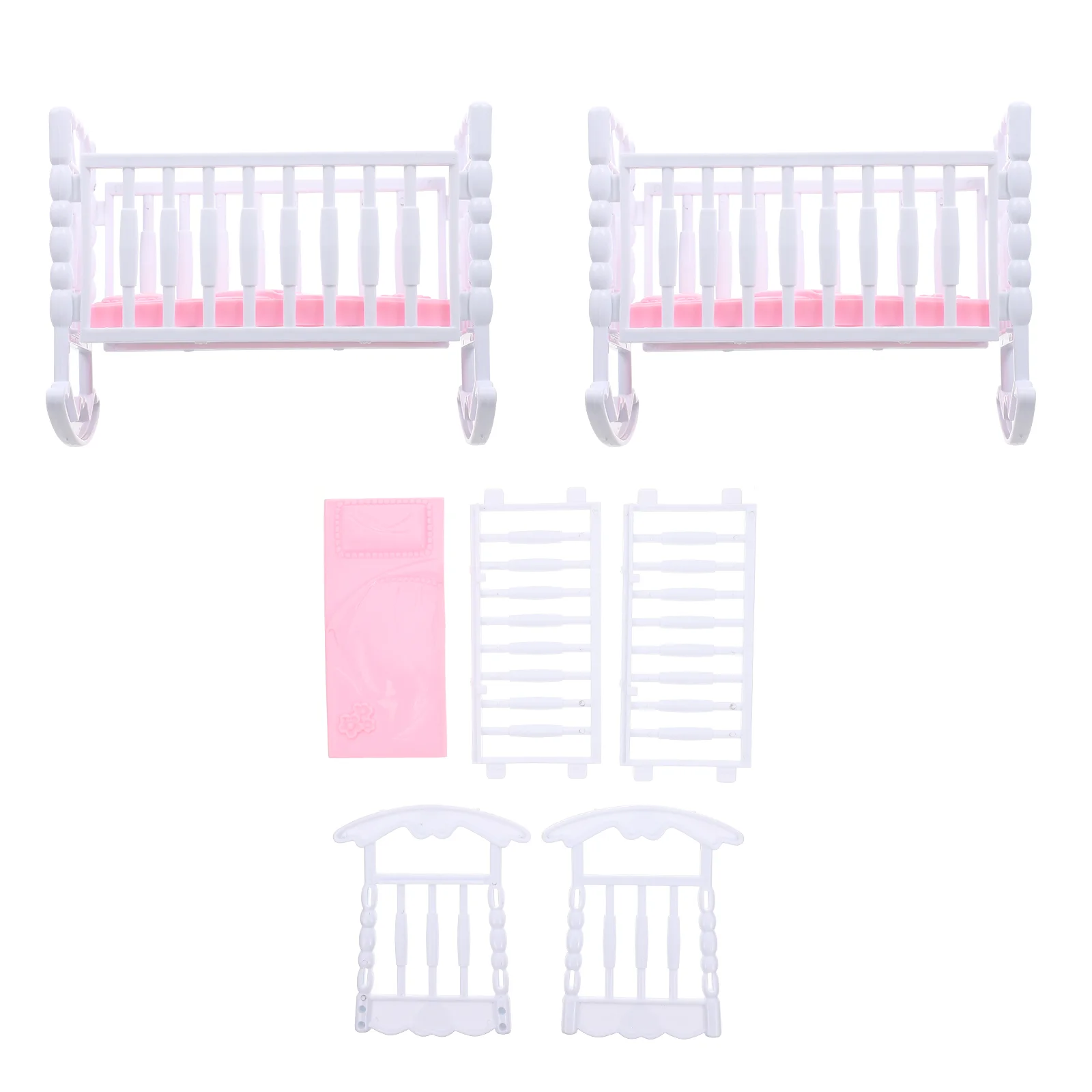 

3 Pcs Kids Doll Cradle Model Toys Plastic Doll Cradle Plaything Playing House Toys