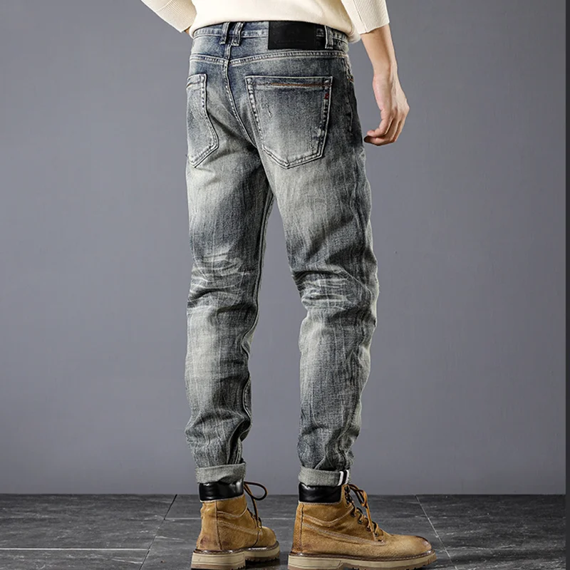 Streetwear Men American Vintage Loose Blue Jeans 2022 Autumn and Winter New Pattern Fashion High Street Large Trousers Female