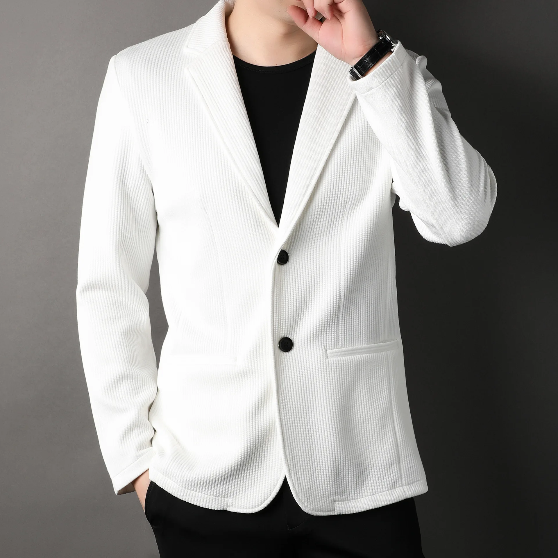 B363-Весенние новые деловые костюмы для мужчин тонкие однотонные в корейском стиле