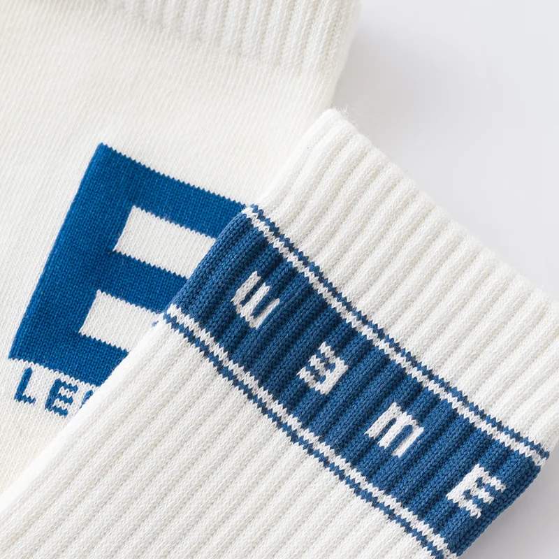 Women Socks Cotton Female Eye Chart White Lover Cool Asymmetry medium high tube socks Light color simple white women's socks