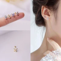 1pc women fashion stainless steel cross zircon earring stud lip tragus cartilage helix piercing jewelry