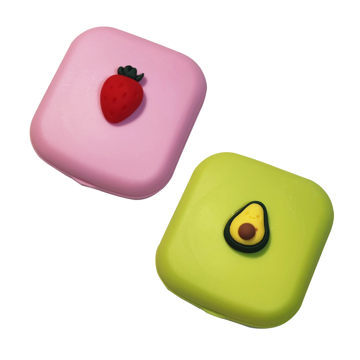 

Strawberry Peach Fruit Pocket Lovely Travel Kit Pocket Mini Contact Lens Case Travel Kit Easy Carry Mirror Lenses Box CA5832