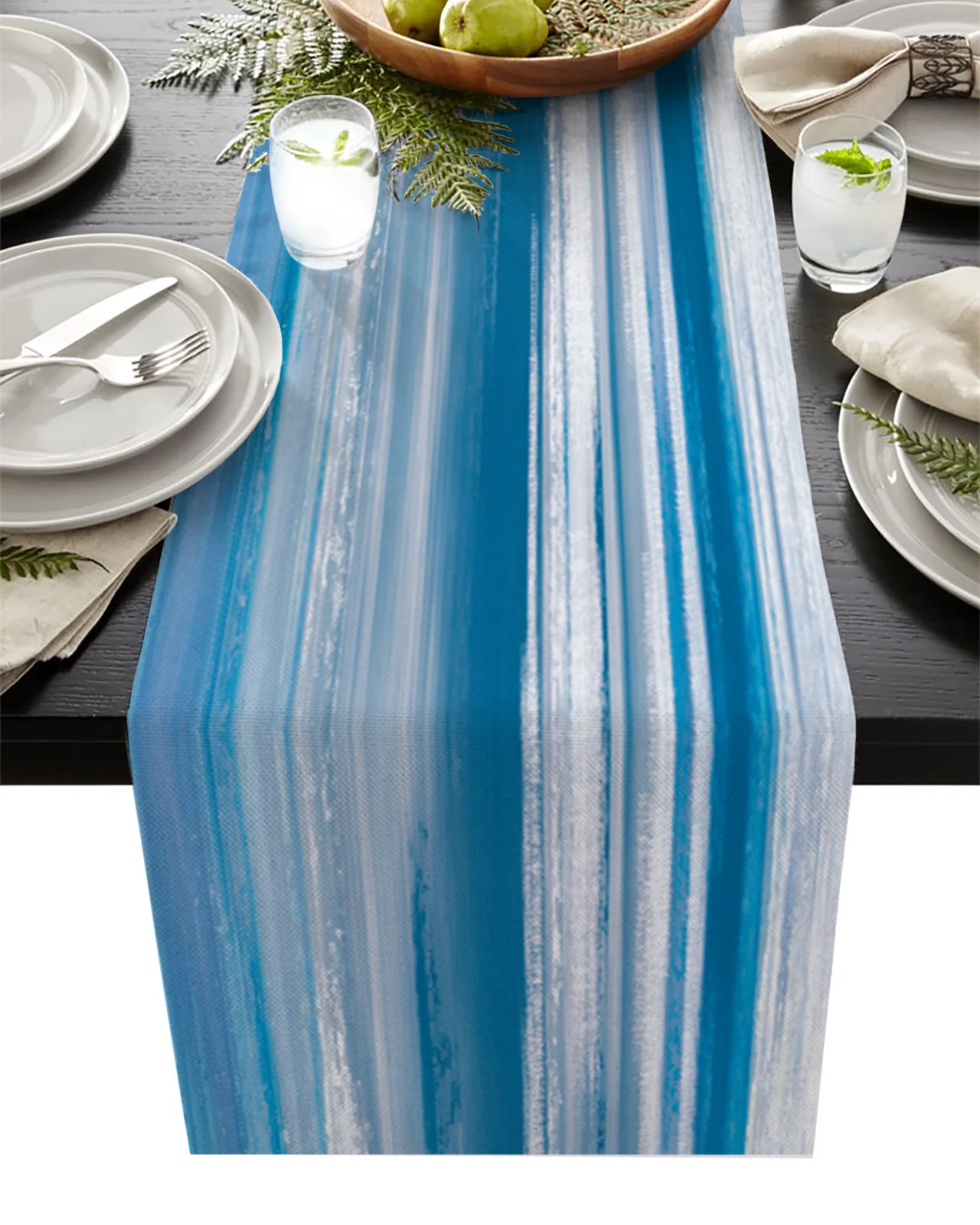 

Abstract Blue Texture Table Runner Dining Tea Table Shoe Cabinet Cover Table Flag Wedding Party Decoration