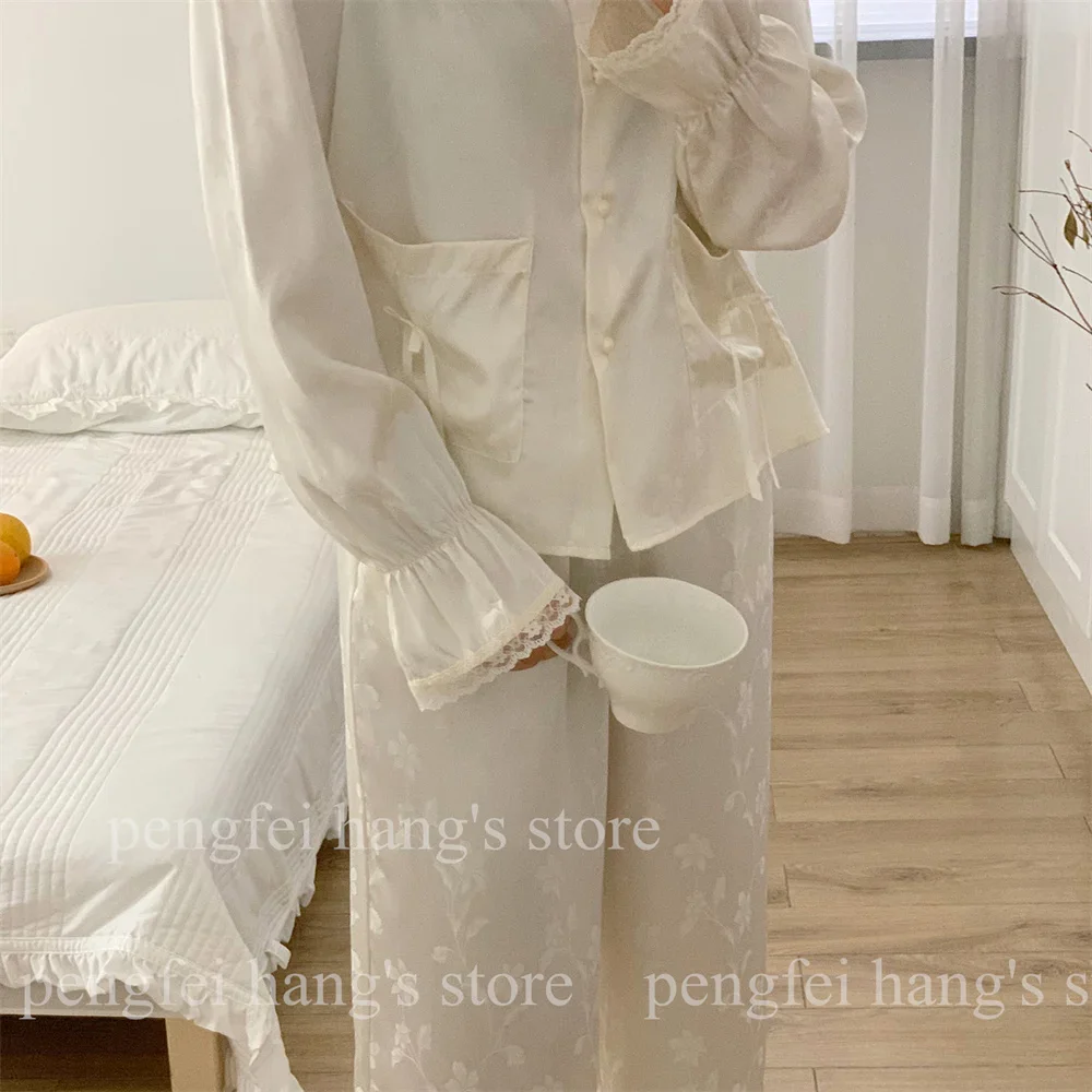 Жаккардовый топ и брюки в китайском стиле пижамный комплект из 3 предметов