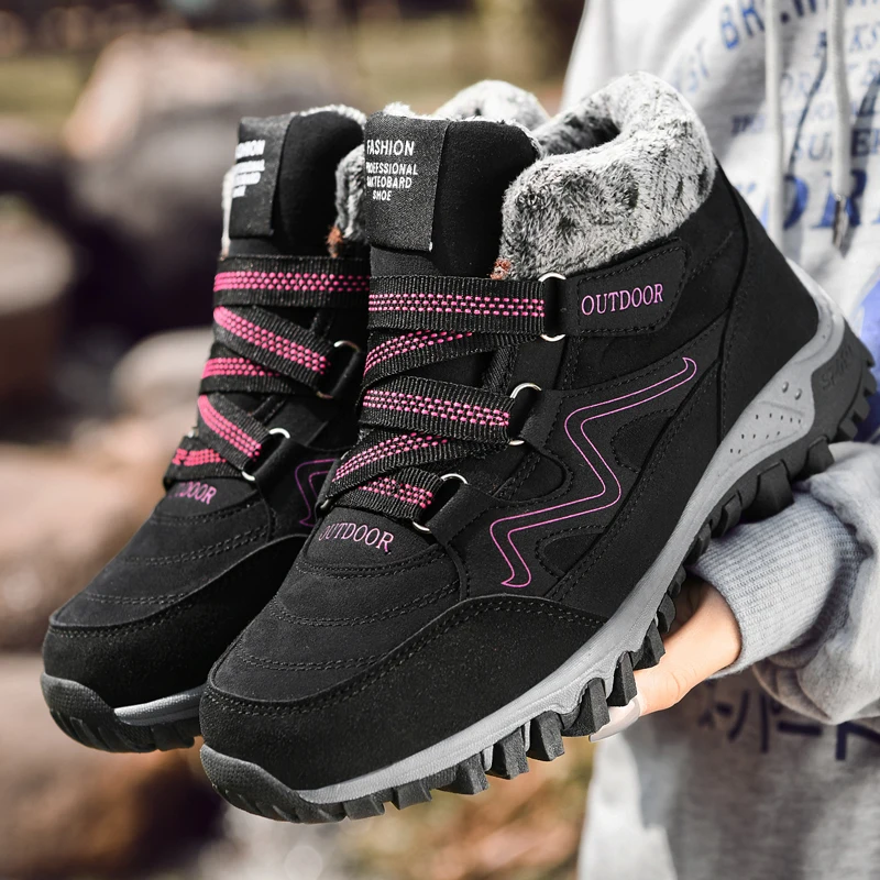 

Women Snow Boots Outdoor Shoes For Thick Sole Sneakers for Women Winter Shoes Botines Tenis Keep Warm Fluff Women Ankle Boots