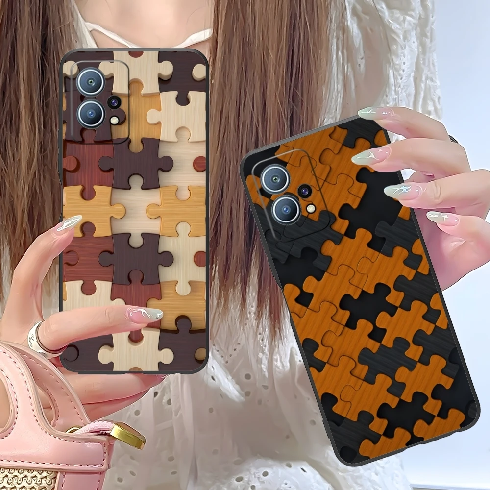 Чехол для мобильного телефона Puzzle Pretty Fashion Huawei P60 P50 P40 P30 P20 P10 P9 P8 Pro Lite Plus черный