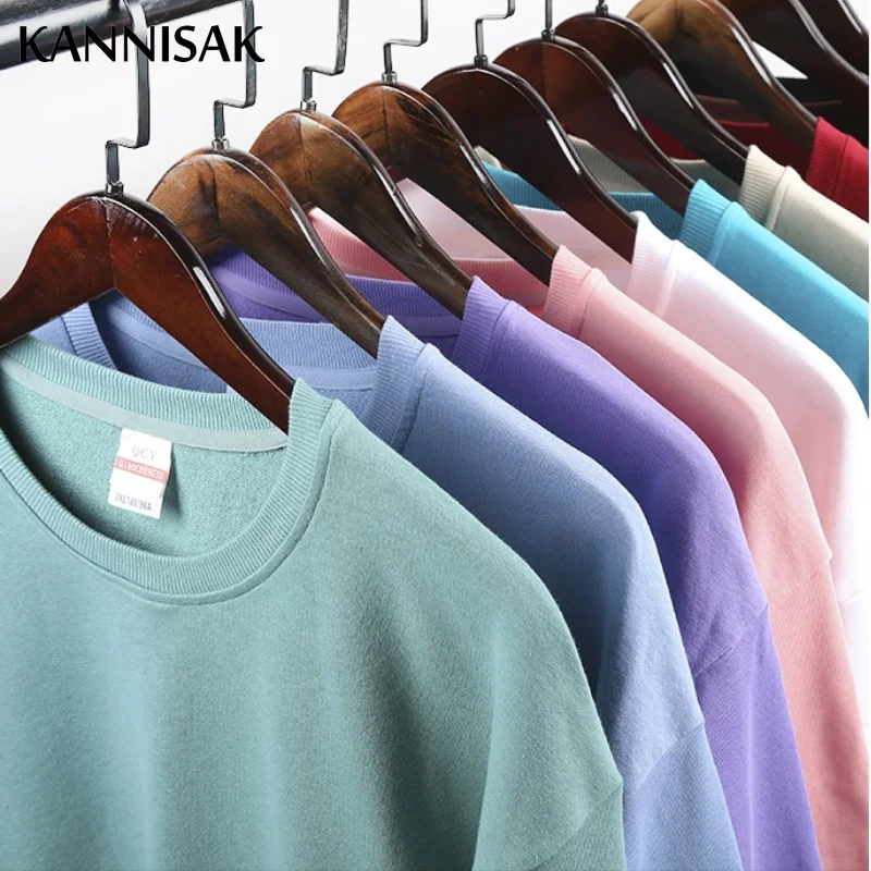 Свитшот KANNISAK женский однотонный пуловер из 100% хлопка в стиле Харадзюку парная