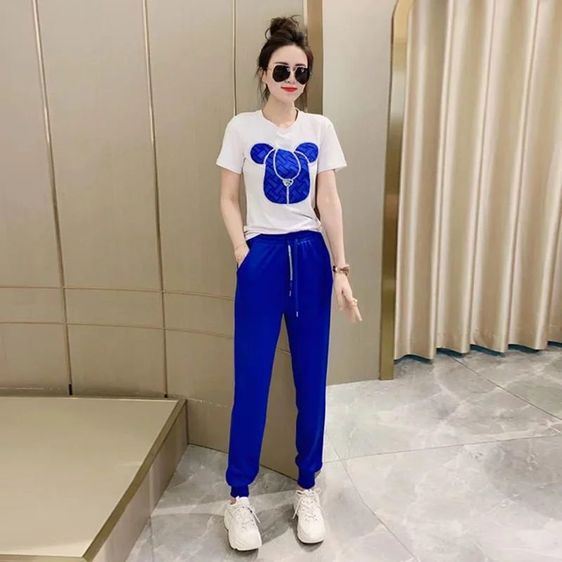 Женский спортивный костюм из двух предметов повседневный укороченный топ с