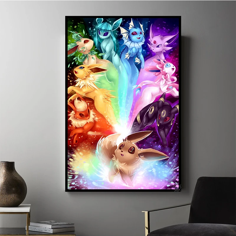 Покемон Eeveelution мультфильм детская стена художественный постер печать Пикачу