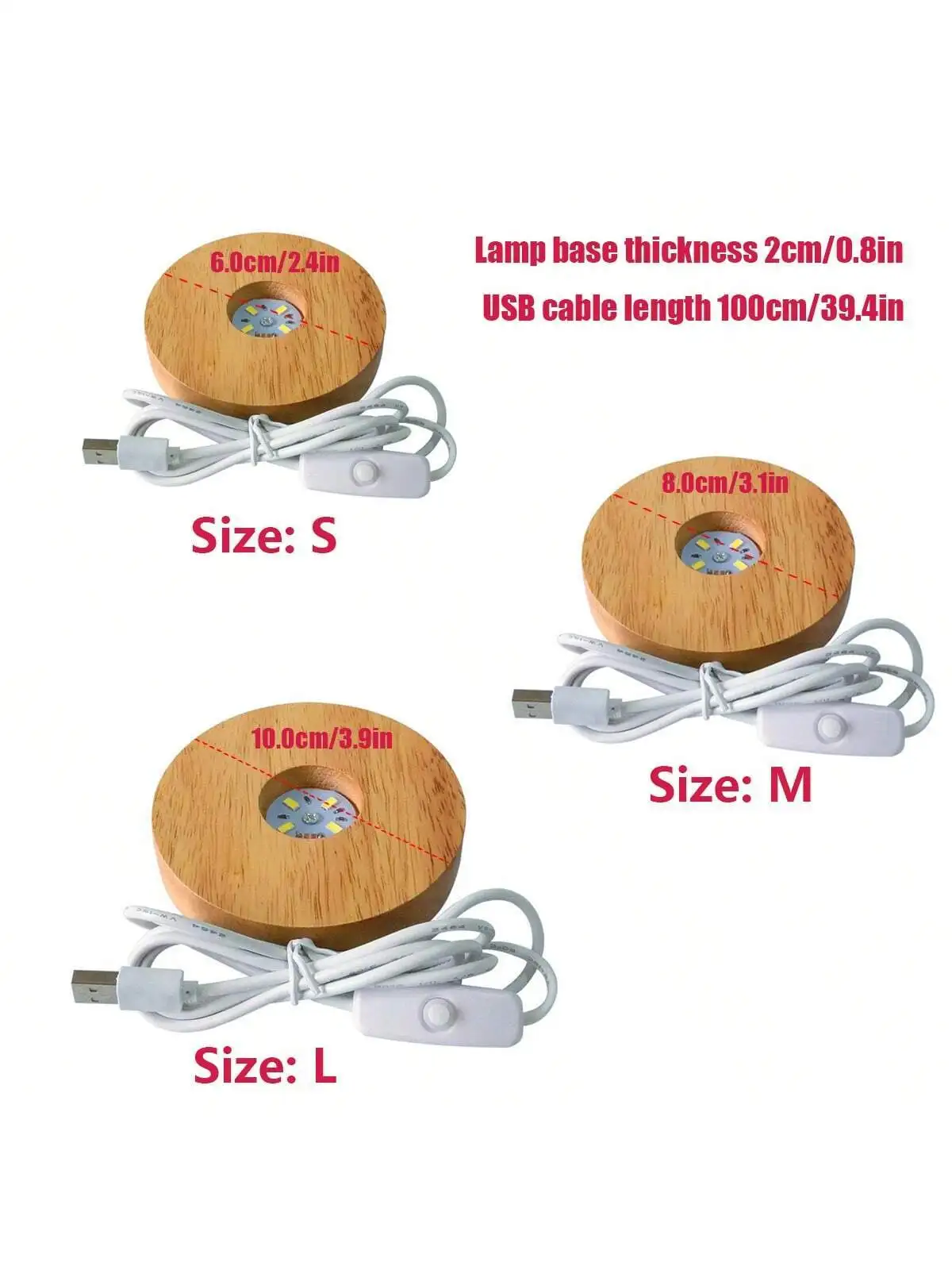 1 шт. круглый деревянный ночник со светодиодной подсветкой и USB-интерфейсом